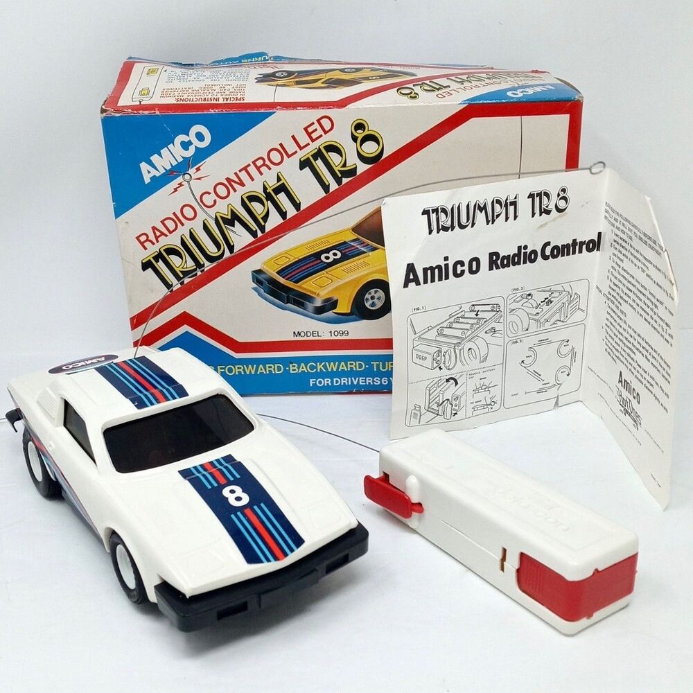 Vintage Amico Triumph TR8 Radio Controlled RC Car w/ Remote & Box *NOT TESTED*